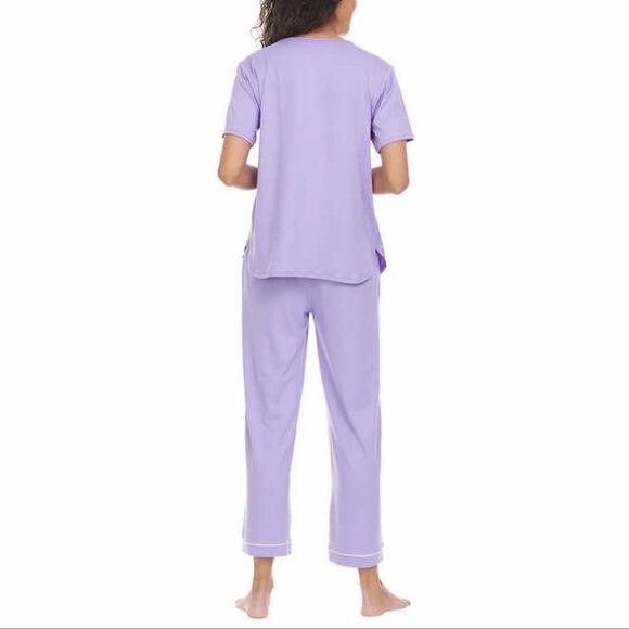 Flora Nikrooz Ladies' Button Front 2-piece Purple PJ Set Large - Picture 3 of 6